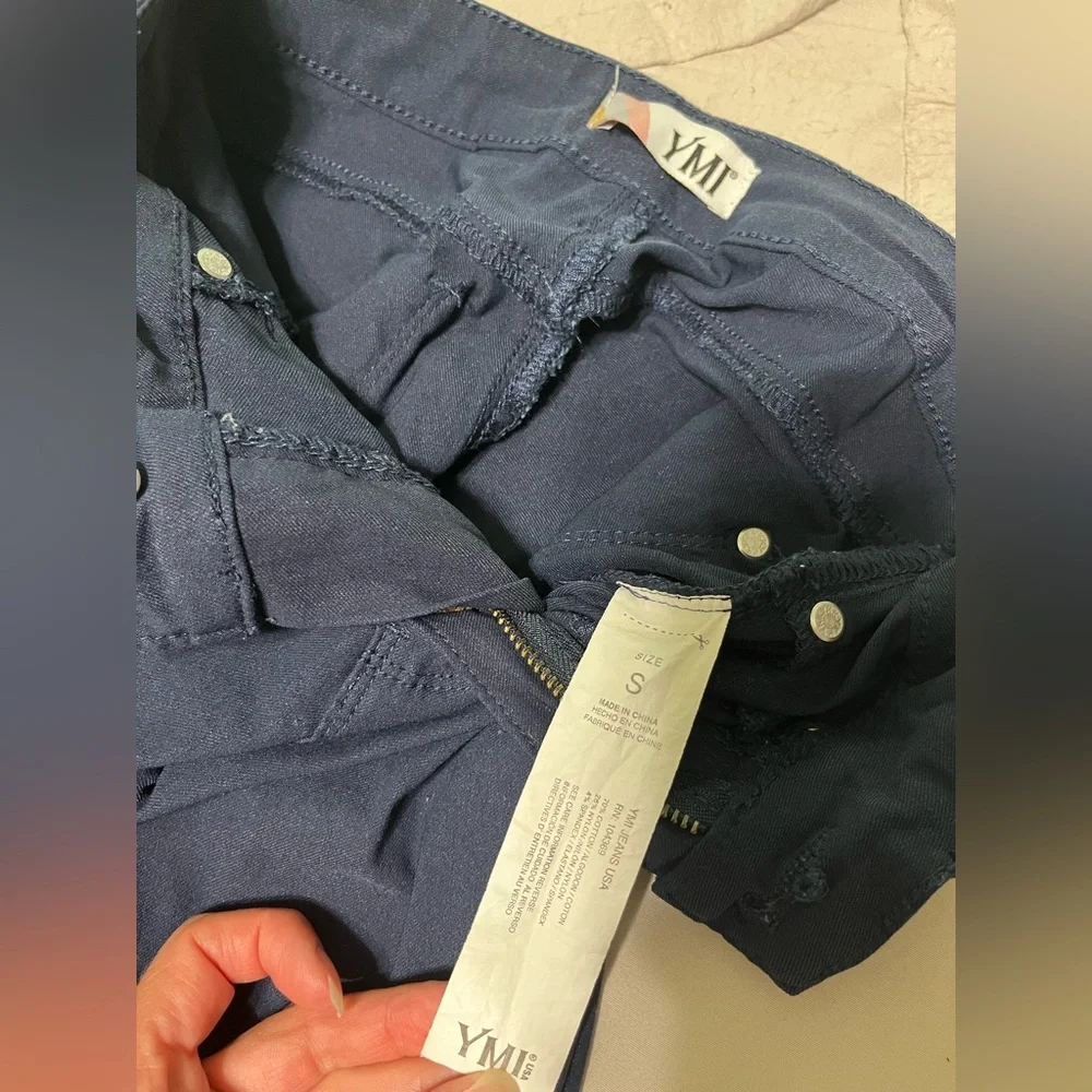 YMI hyper stretch mid-rise skinny jean, navy color, size small - Picture 3 of 4